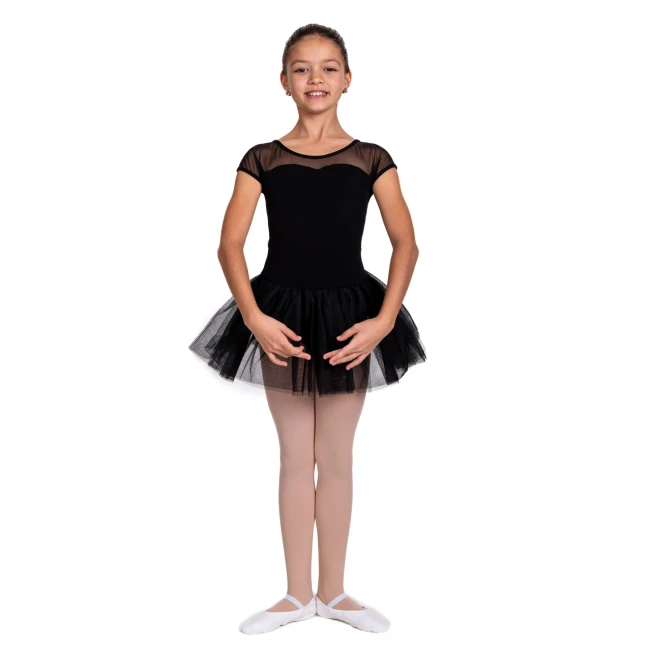 Capezio Keyhole Back Tutu Dress, Kindertrikot mit Tutu-Röckchen - Schwarz Capezio Keyhole Back Tutu Dress, Kindertrikot mit Tutu-Röckchen - Schwarz