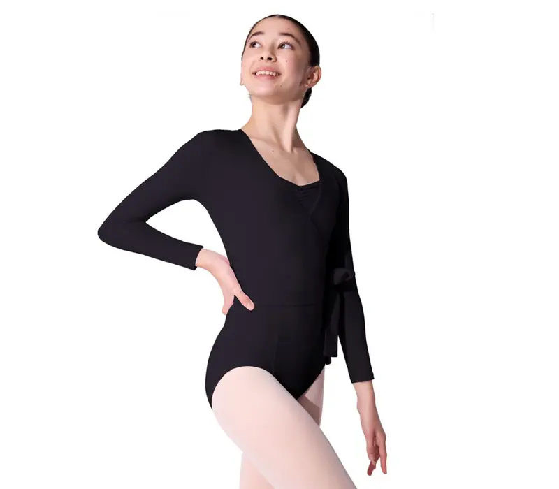 Capezio Essentials Wrap Top, Wickeltop für Mädchen - Schwarz