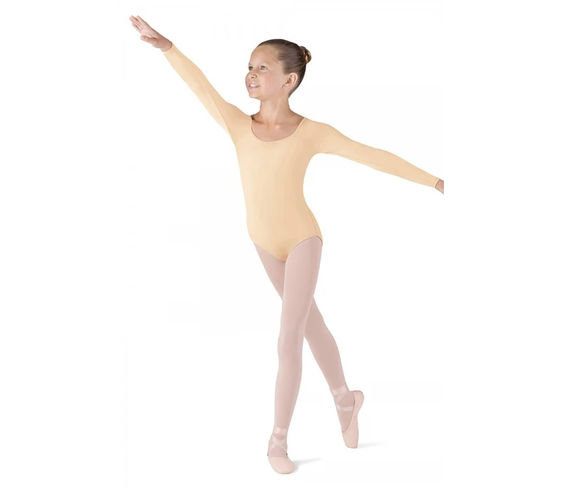 Bloch Meglio, Kinder-Trikot mit langen Ärmeln – Hautfarben Nude Bloch