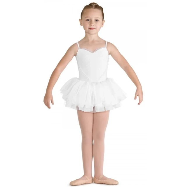 Bloch Valentine, Trikot mit Tutu-Röckchen – Weiß