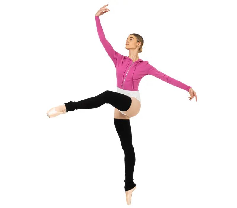 Bloch Cropped Knit Full Zip Hoodie, Damen-Kapuzenhoodie - Rosa - Deep Pink Bloch