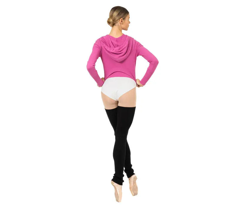 Bloch Cropped Knit Full Zip Hoodie, Damen-Kapuzenhoodie - Rosa - Deep Pink Bloch