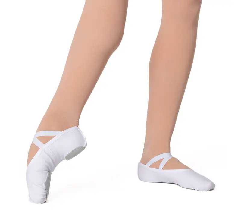 Dancee Pro Stretch, elastische Damen-Ballettschläppchen - Weiß
