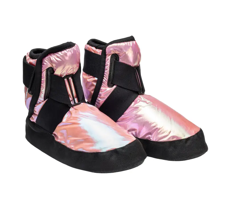 Capezio Glam Warmup Booties, Mädchen-Aufwärmschuhe – Metallic Hellrosa