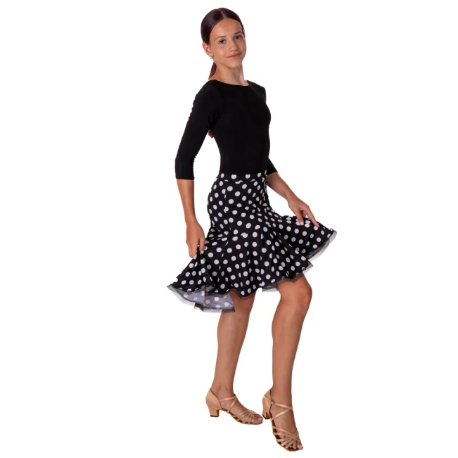 Kinderrock für Latino Basic mit Punkten - Punkte Schwarz Kinderrock für Latino Basic mit Punkten - Punkte Schwarz