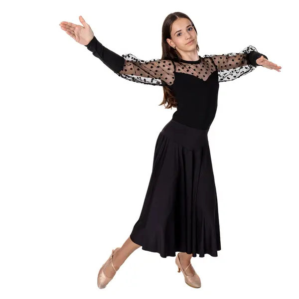 Claudia, Trikot für Mädchen mit transparenten, gepunkteten Ärmeln