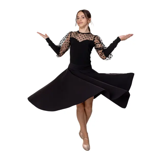 Claudia, Trikot für Mädchen mit transparenten, gepunkteten Ärmeln