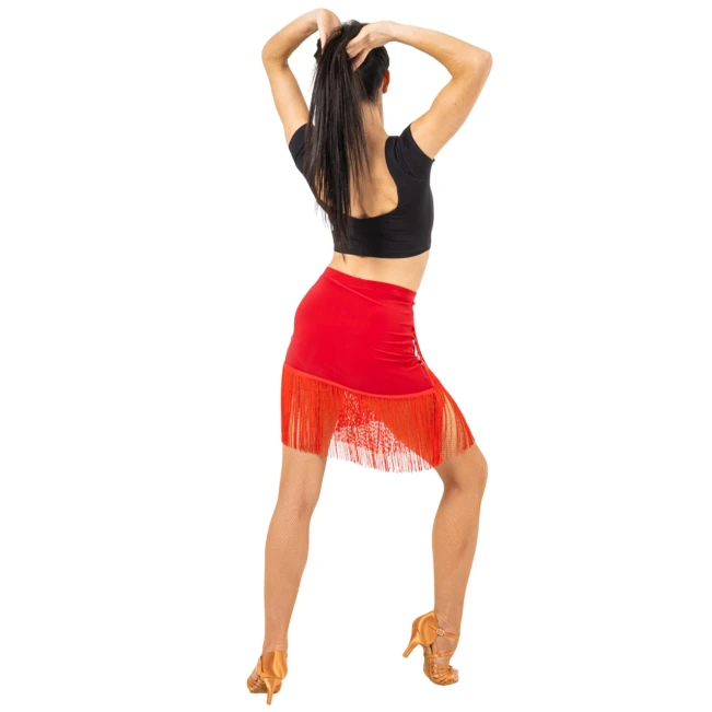 FSD Basic Fransensaum-Rock für Latinotanz - Rot - red