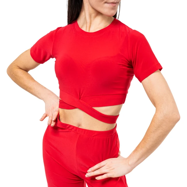 Beny, Damen-Top mit kurzen Ärmeln und Bindung – Rot – red