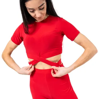 Beny, Damen-Top mit kurzen Ärmeln und Bindung – Rot – red