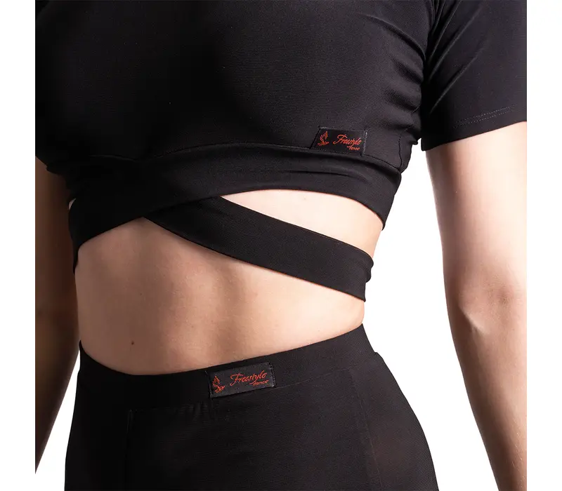 Beny, Damen-Top mit kurzen Ärmeln und Bindung – Schwarz Beny, Damen-Top mit kurzen Ärmeln und Bindung – Schwarz