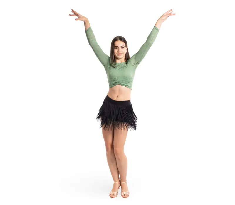 Natty, Damen-Shorts mit farbigen Fransen Natty, Shorts für Damen mit bunten Fransen – Schwarz