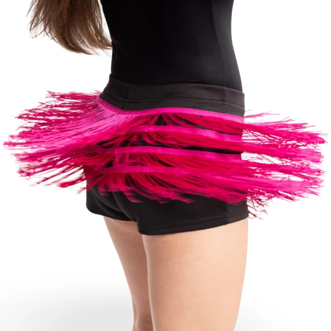 FSD Natty, Shorts für Mädchen mit bunten Fransen - Schwarz/Karminrot