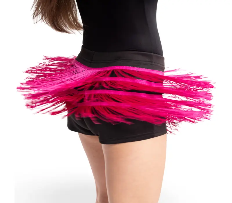 FSD Natty, Shorts für Mädchen mit bunten Fransen - Schwarz/Karminrot