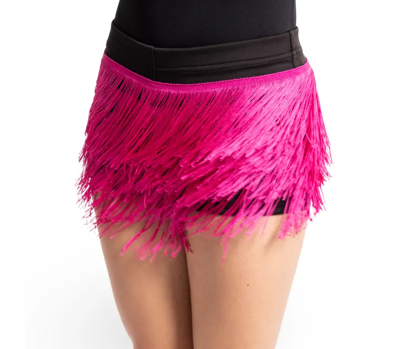 FSD Natty, Shorts für Mädchen mit bunten Fransen - Schwarz/Karminrot