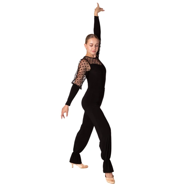 Claudia, Body für Damen mit transparenten, gepunkteten Ärmeln Claudia, Body für Damen mit transparenten, gepunkteten Ärmeln