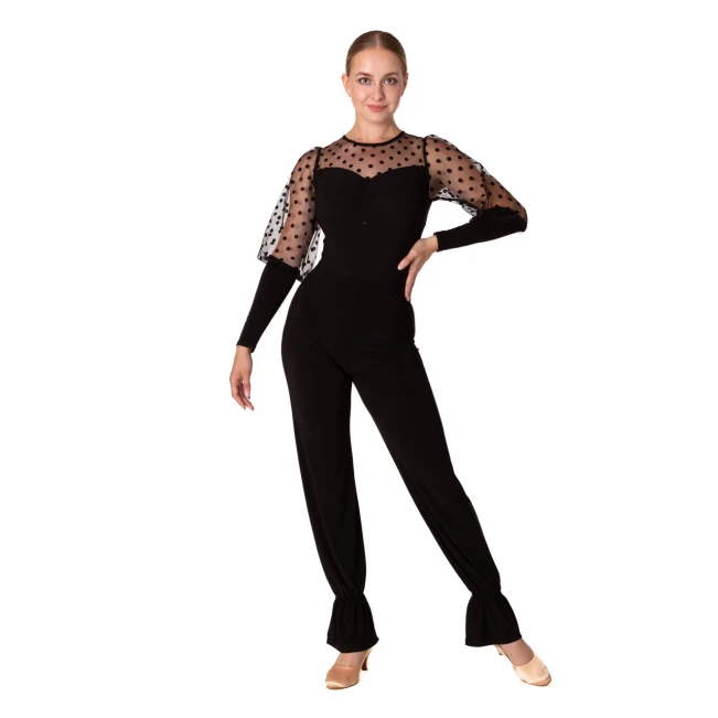 Claudia, Body für Damen mit transparenten, gepunkteten Ärmeln Claudia, Body für Damen mit transparenten, gepunkteten Ärmeln