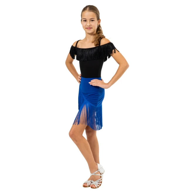 FSD Basic, Mädchen-Fransenrock für Latin FSD Basic, Mädchen-Fransenschürze für Latinotanz – Leopard