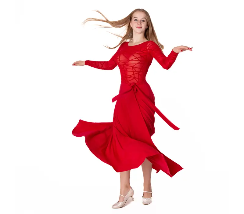 Karla line, Damen-Body für Latin mit langem Ärmel - Rot - red
