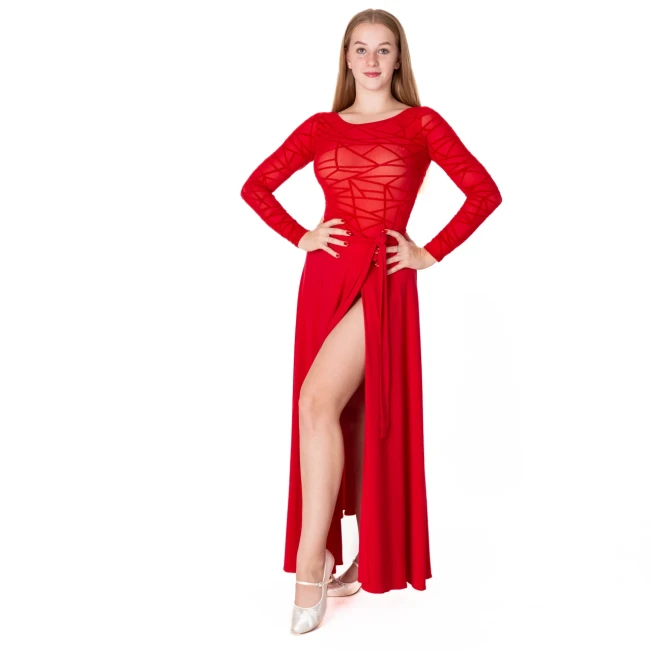 Karla line, Damen-Body für Latin mit langem Ärmel - Rot - red