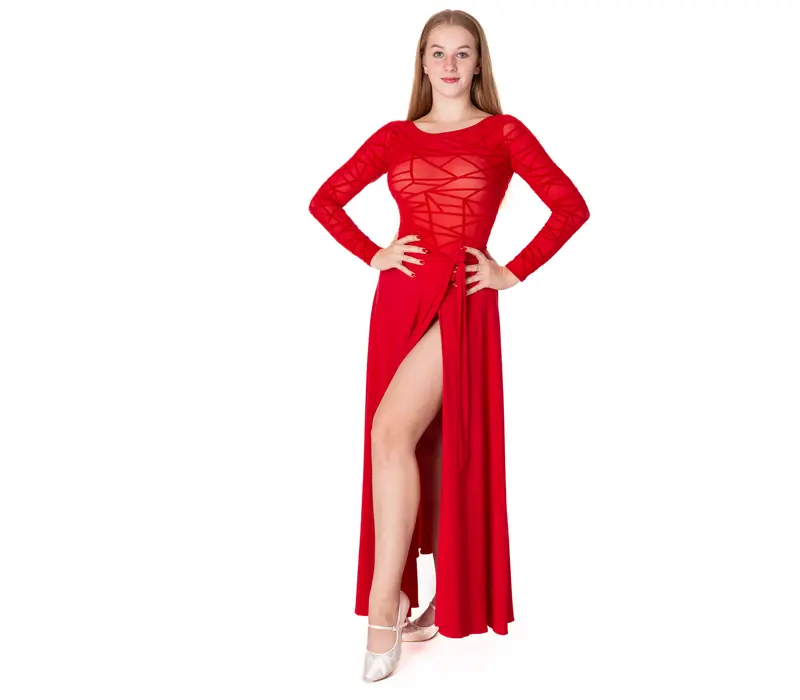 Karla line, Damen-Body für Latin mit langem Ärmel - Rot - red