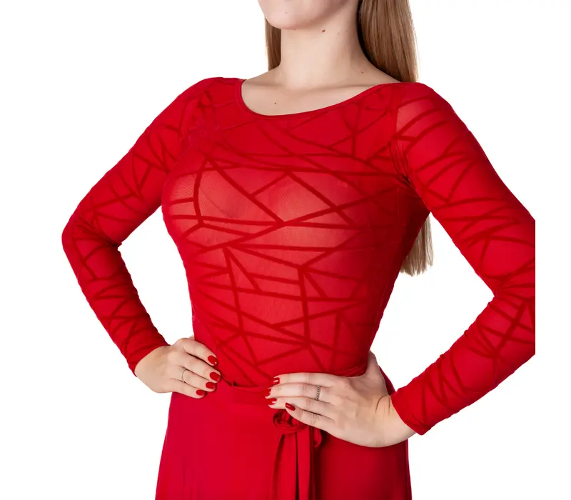 Karla line, Damen-Body für Latin mit langem Ärmel - Rot - red