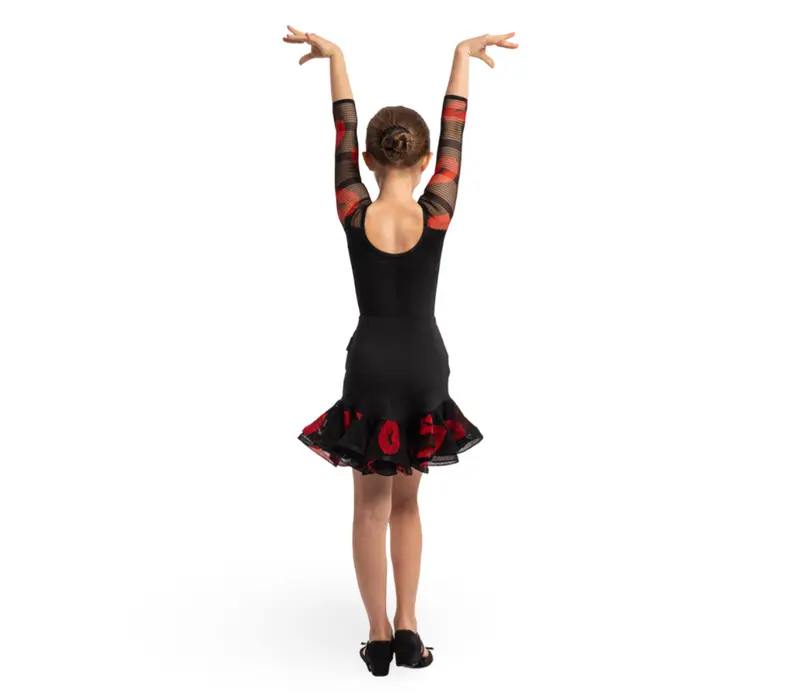 Grand Prix Ruby Lippen, Rock mit Kussmündern für Mädchen – Rot/Schwarz