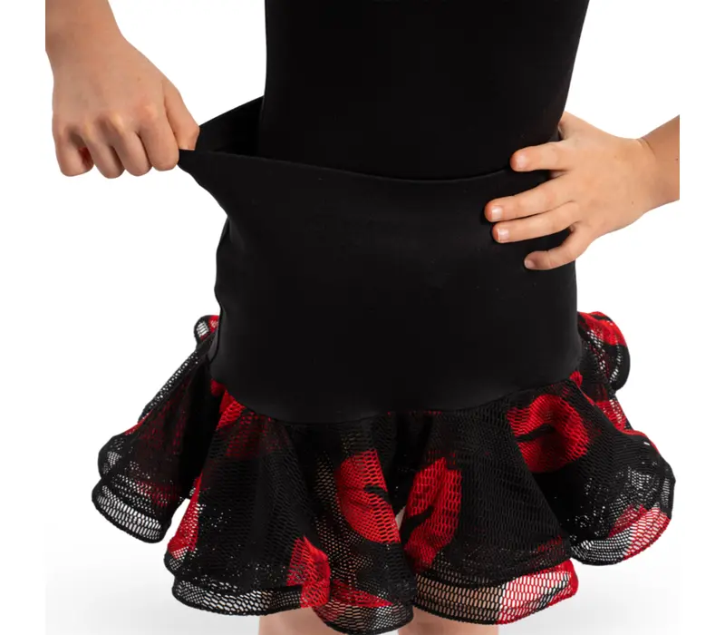 Grand Prix Ruby Lippen, Rock mit Kussmündern für Mädchen – Rot/Schwarz