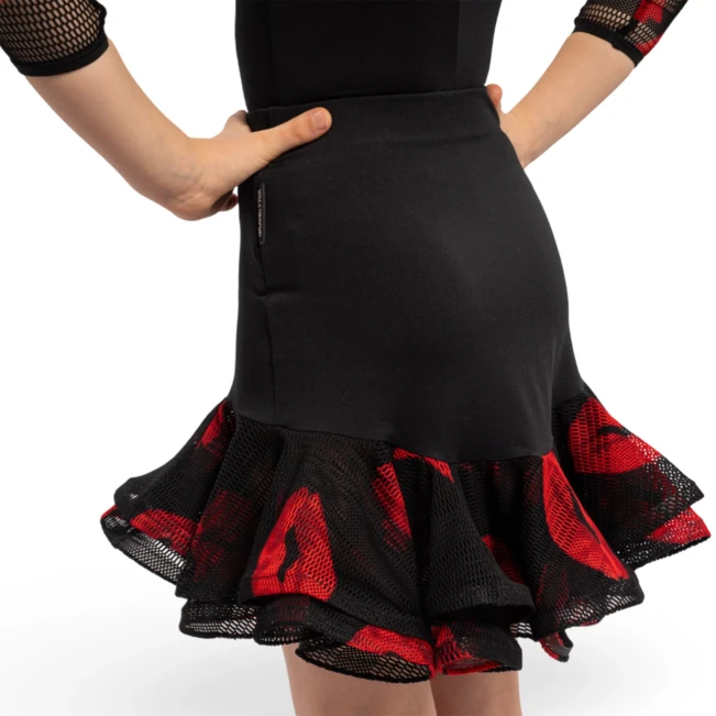 Grand Prix Ruby Lippen, Rock mit Kussmündern für Mädchen – Rot/Schwarz Grand Prix Ruby Lippen, Rock mit Kussmündern für Mädchen – Rot/Schwarz