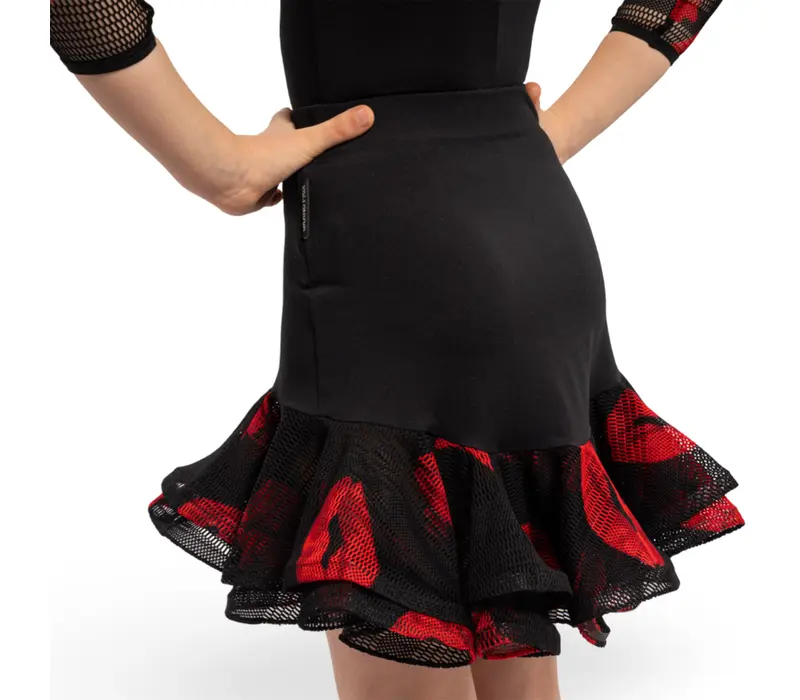 Grand Prix Ruby Lippen, Rock mit Kussmündern für Mädchen – Rot/Schwarz