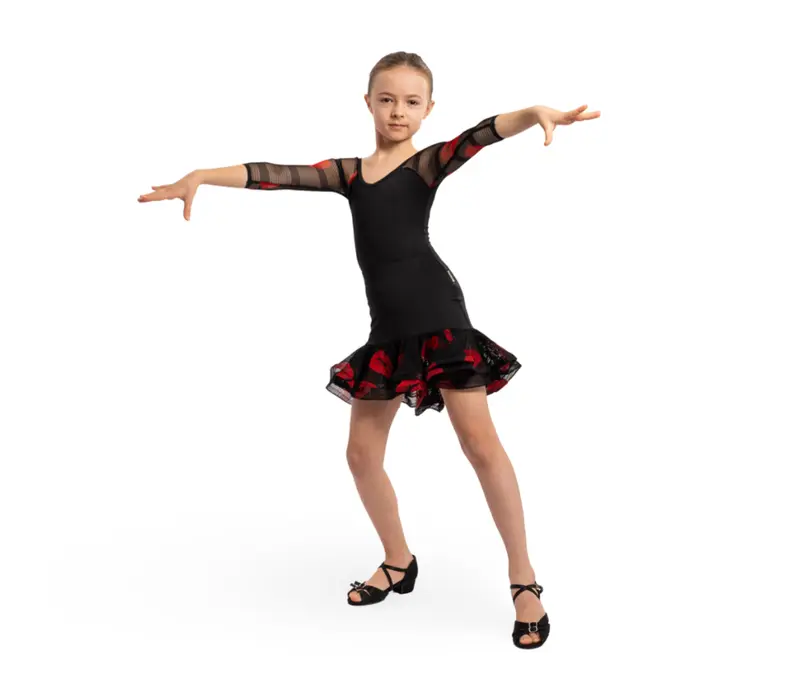 Grand Prix Ruby Lippen, Rock mit Kussmündern für Mädchen – Rot/Schwarz