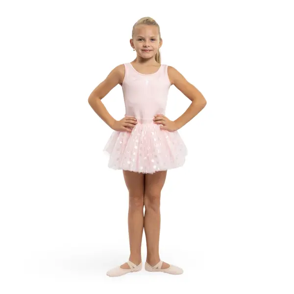 Mirella Glow Tank, Kindertrikot mit breiten Trägern mit Tutu-Röckchen 