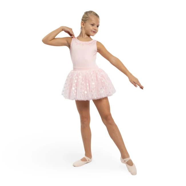 Mirella Glow Tank, Kindertrikot mit breiten Trägern mit Tutu-Röckchen Mirella Glow Tank, Kindertrikot mit breiten Trägern mit Tutu-Röckchen