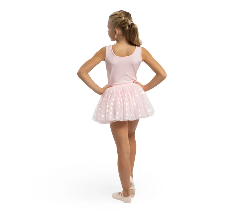 Mirella Glow Tanktop, Kindertrikot mit breiten Trägern und Tutu-Röckchen – Pink Bloch