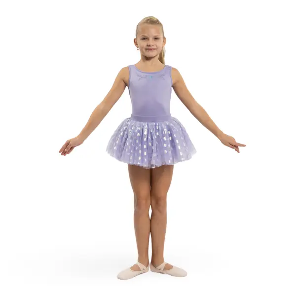 Mirella Glow Tank, Kindertrikot mit breiten Trägern mit Tutu-Röckchen 