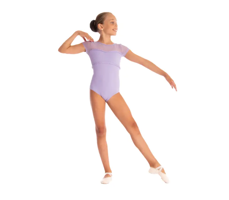 Mirella Miami, Mädchen-Trikot mit kurzem Ärmel – Flieder Lilac Bloch