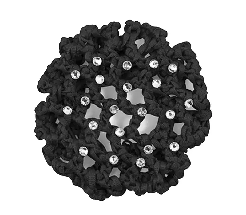 Rumpf Duttabdeckung, farbiges Haarnetz für den Dutt mit Kristall – Schwarz