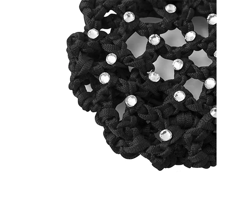 Rumpf Duttabdeckung, farbiges Haarnetz für den Dutt mit Kristall – Schwarz