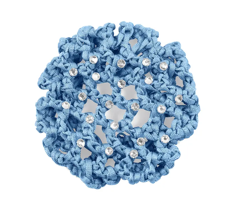 Rumpf Dutt-Netzüberzug, farbiges Haarnetz für den Dutt mit Kristall - Blau - light blue