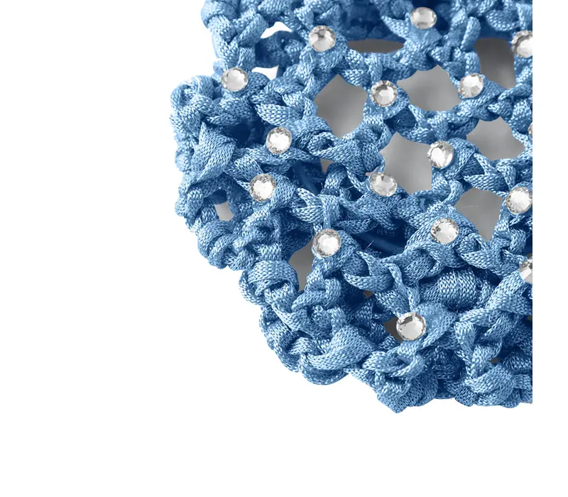 Rumpf Dutt-Netzüberzug, farbiges Haarnetz für den Dutt mit Kristall - Blau - light blue
