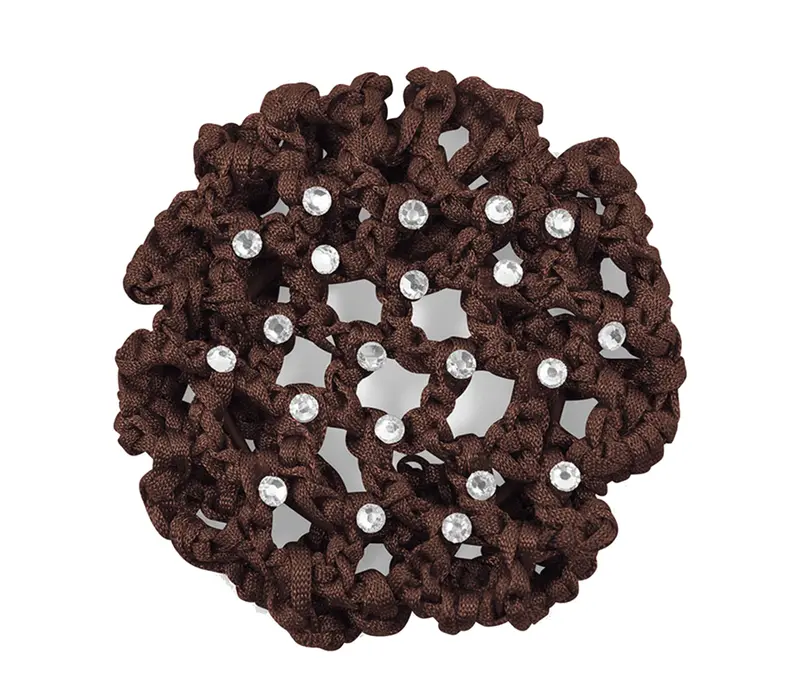 Rumpf Dutt-Abdeckung, farbiges Haarnetz für den Dutt mit Kristall – Kaffee