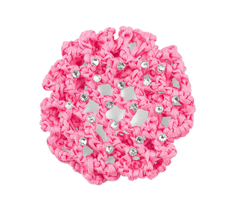 Rumpf Bun cover, farbiges Haarnetz für den Dutt mit Kristall Rumpf Duttüberzug, farbiges Haarnetz für den Dutt mit Kristall - Rosa - pink