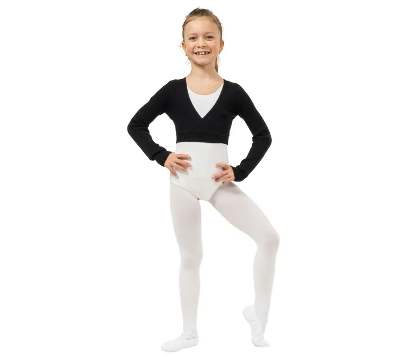 Bloch Fix Wrap Sweater, Mädchen-Ballett-Warm-up-Top – Schwarz