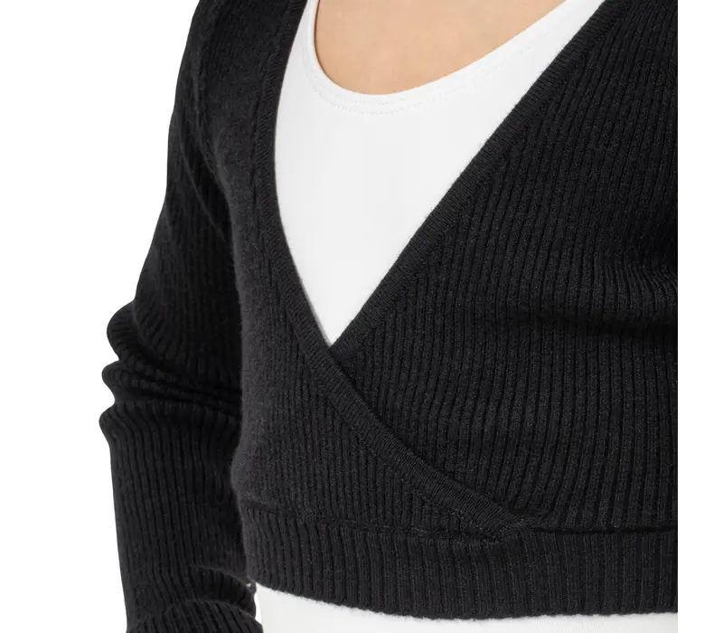 Bloch Fix Wrap Sweater, Mädchen-Ballett-Warm-up-Top – Schwarz