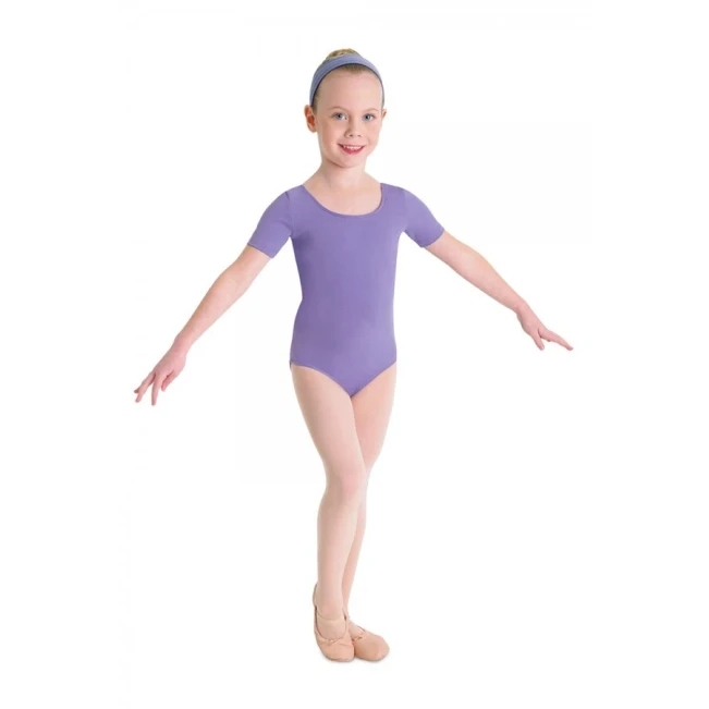 Bloch Ballet, Kinder-Baumwolltrikot mit kurzem Ärmel – Lavendel Bloch