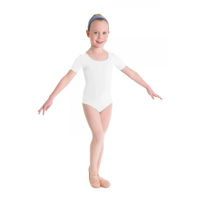 Bloch Ballet, Kinder-Baumwolltrikot mit kurzen Ärmeln - Weiß Bloch Ballet, Kinder-Baumwolltrikot mit kurzen Ärmeln - Weiß