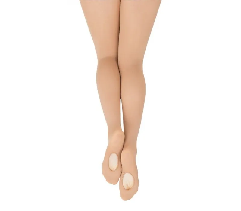 Capezio ultra soft transition tights 1816C, konvertierbare Strumpfhose für Kinder – Hautfarbe hell Capezio