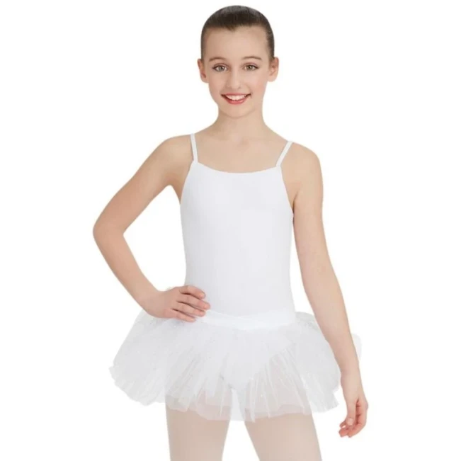 Capezio Tutu-Kleid, Kindertrikot mit Tutu-Röckchen - Weiß Capezio Tutu-Kleid, Kindertrikot mit Tutu-Röckchen - Weiß