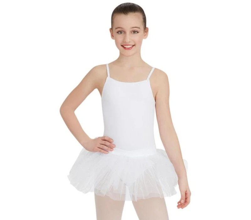 Capezio Tutu-Kleid, Kindertrikot mit Tutu-Röckchen - Weiß