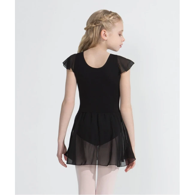 Capezio Flutter Sleeve Dress, Trikot mit Röckchen - Schwarz